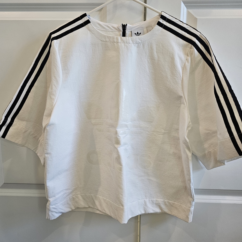 Adidas Kids White Shirt with Black Stripes